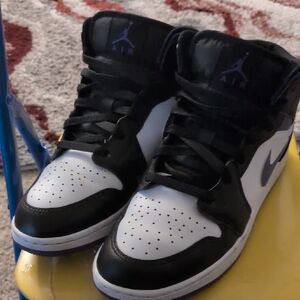 Jordan Black and White Sneakers with Purple Accents